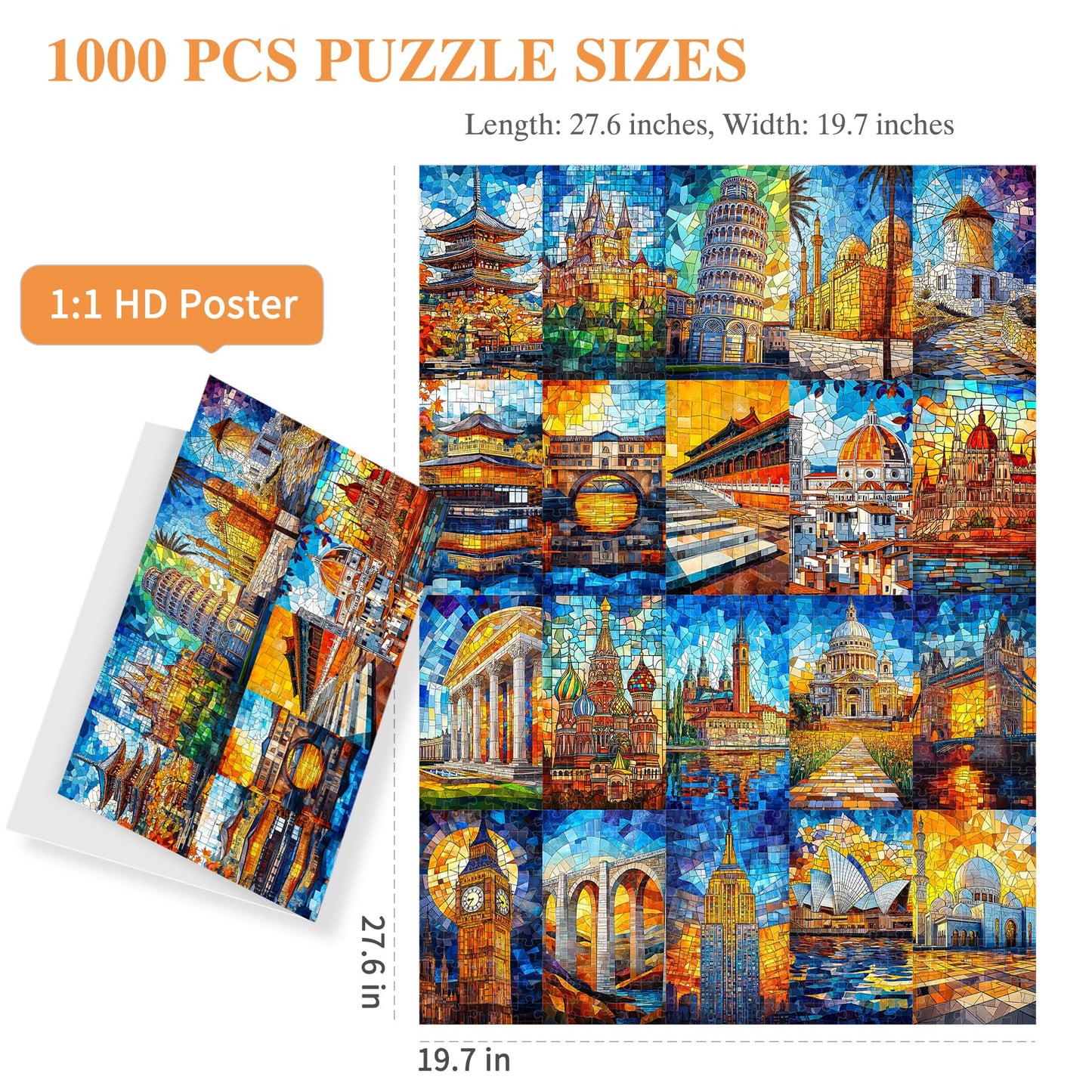 All4Jig Building Fun Jigsaw Puzzles For Adults And Kids, 1000 Pieces, 27.6'' X 19.7'', Christmas Secret Santa Gift, White Elepha