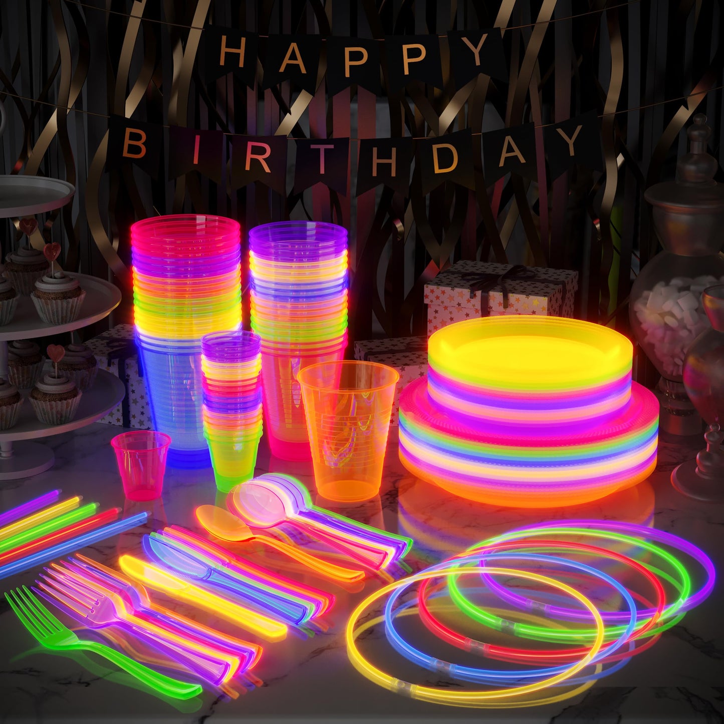 Crown 100 Count 22 inch. Glow Necklaces - Long Lasting Glow Light Sick Neon Necklaces for Parties and July 4th