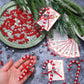JellyArch Candy Cane Ornament Craft Kit - 24 Sets, 696 Beads, Red, Small, DIY Christmas Gift, Model MEG-JellyArch-1009