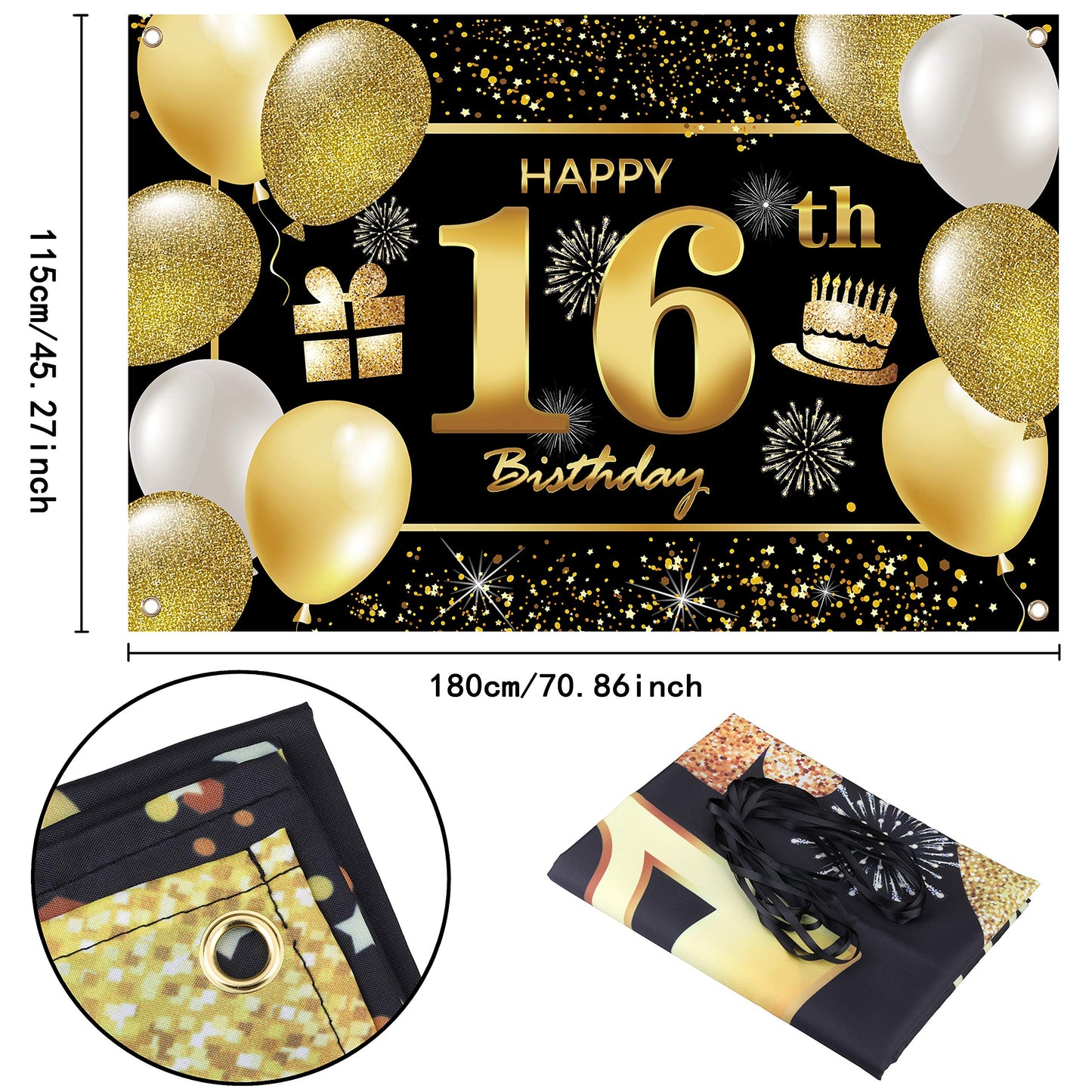 16Th Happy Birthday Banner Birthday Decorations For Men Birthday Party Decorations Birthday Backdrop