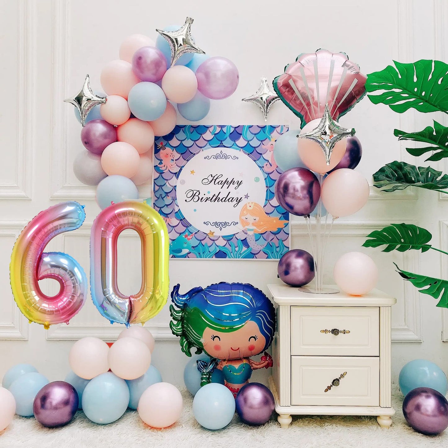 Smlpuame 40 Inch Number Balloons 0-9 Rainbow Gradient Large Number 60 Balloons, Digital Balloons For Birthday Party Celebration