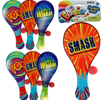 Ja-Ru Wooden Paddle Ball With String (6 Paddle Toy) Vintage Retro Return Ball For Kids, Boys & Girls. Old Fashioned Toys. Indoor & Outdoor Games. Bulk Party Favors Birthday Bag Stuffers. 751-6P