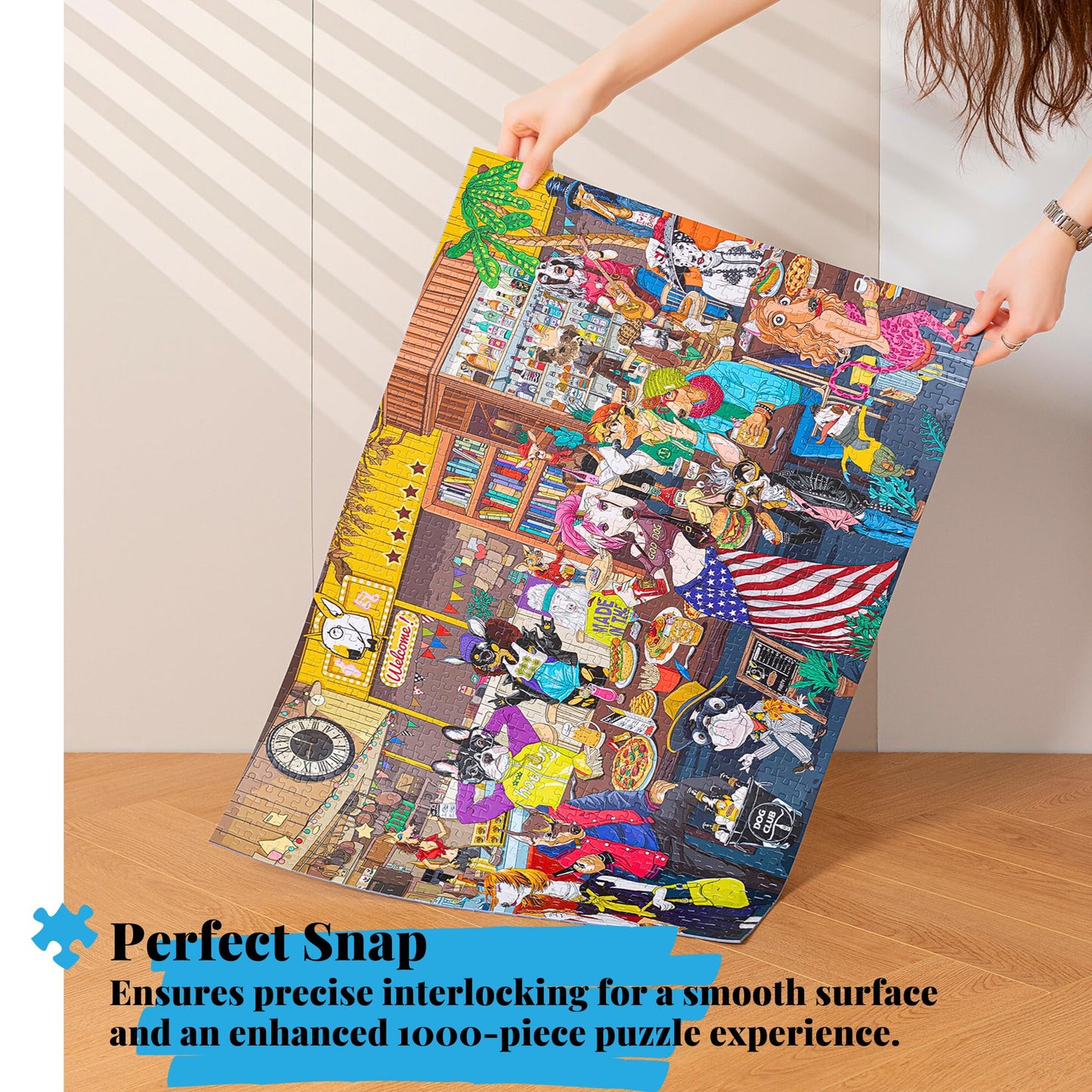 Hipazous 1000 Piece Jigsaw Puzzle For Adults,Family Game,Dog Party Puzzle With Sturdy Blue Cardboard,Perfect Snap 27.6X19.7 Inch