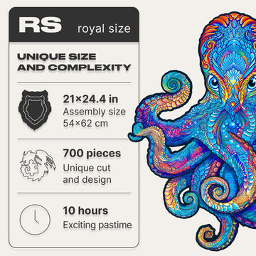 Unidragon Original Wooden Jigsaw Puzzles - Magnetic Octopus, 700 Pieces, Royal Size 21'' X 24.4'', Beautiful Gift Package, Uniqu