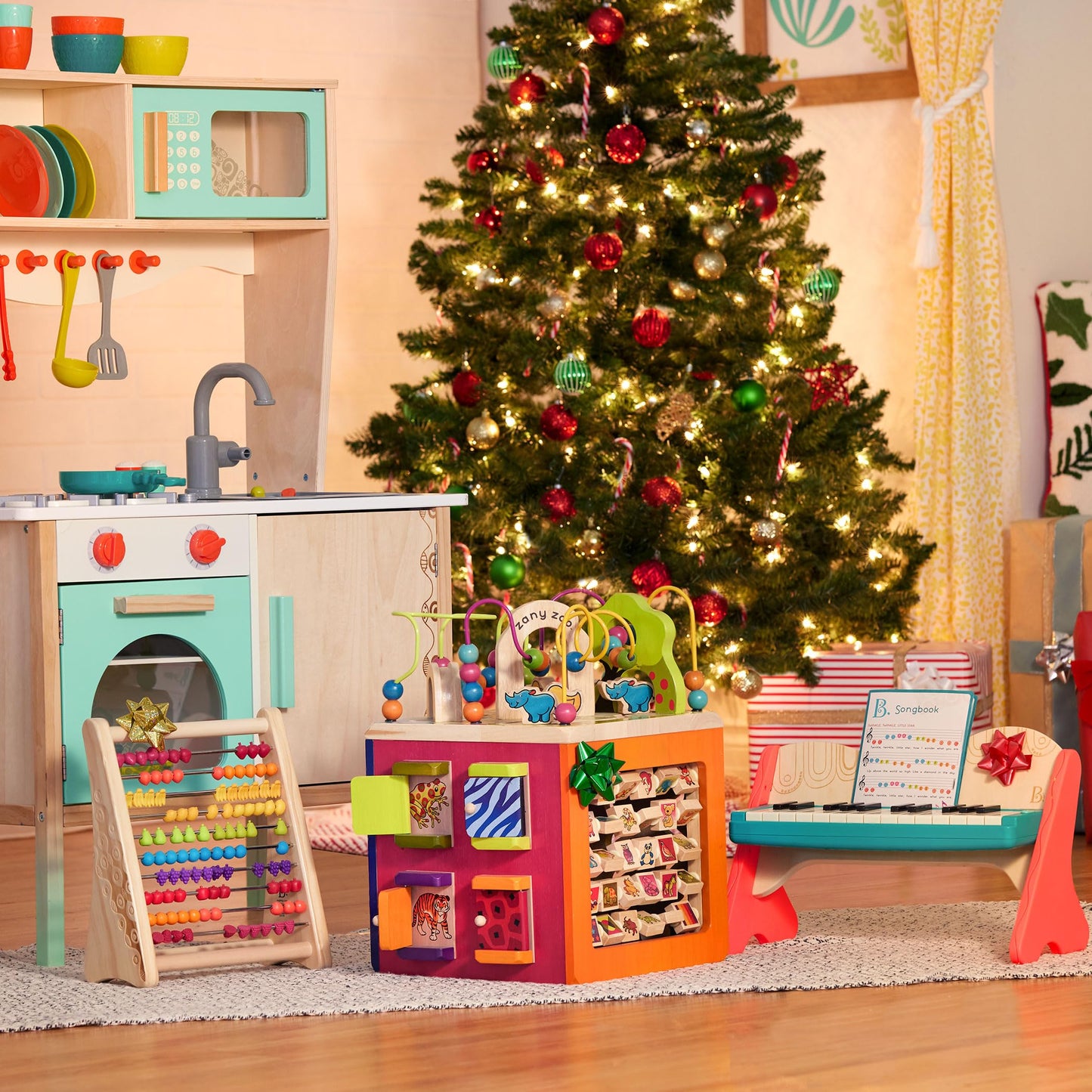 B. Toys Fruity! Wooden Abacus For Kids Classic Math Learning Toy With 100 Beads Educational For Addition, Subtraction Numbers & Counting 18+ Months