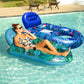 FindUWill Pool Floats Chairs mature-themed - 2 Pack 65'' x 42'' Large Pool Float Chairs  Inflatable Pool Lounger with Cup Phone Holder  Backrest  Footrest  Tanning Pool Lounge (Blue&Green)