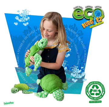 Ecobuddiez - Sea Turtle From Deluxebase. 12 Inch Sea Turtle Plush Toy. Eco Friendly Child Safe Turtle Stuffed Animal Made From R