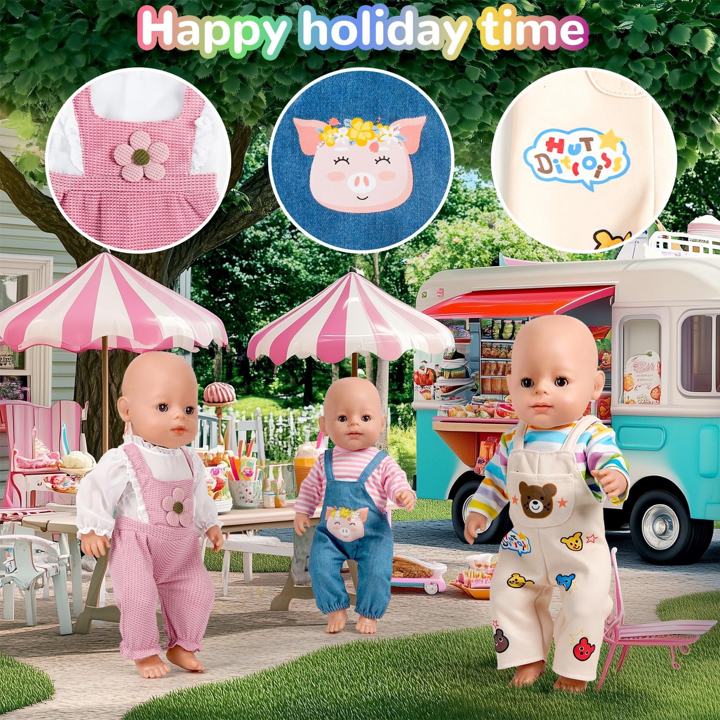 6 Sets 14-16 Inch Baby Doll Accessories Baby Doll Clothes - Dress Outfits Headbands Accessories Fits New Born 43Cm Baby Doll, 15 Inch Baby Doll