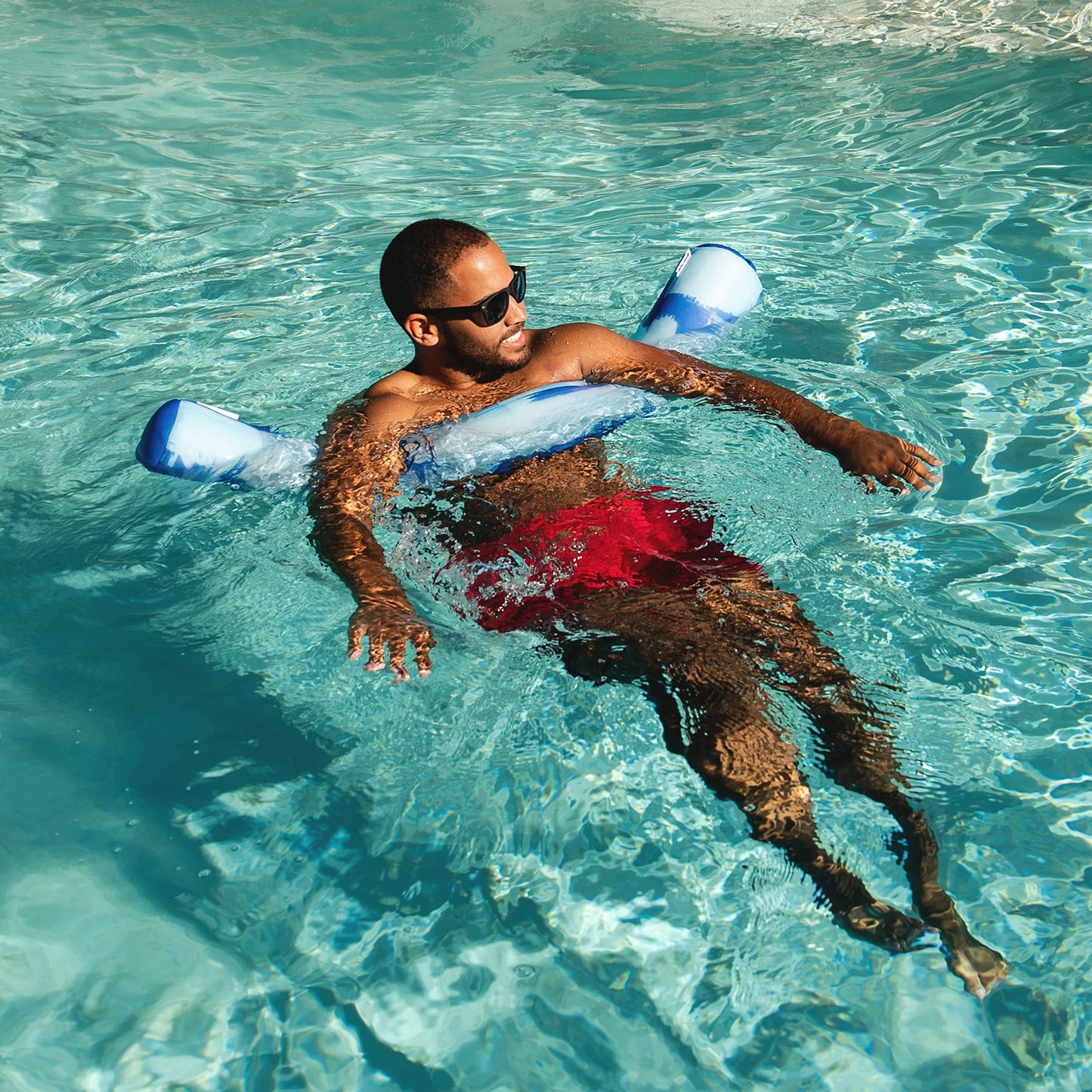 Big Joe Noodle No Inflation Needed Pool Float, Paintbrush Blue Double Sided Mesh, Quick Draining Fabric, Jumbo 4 Feet