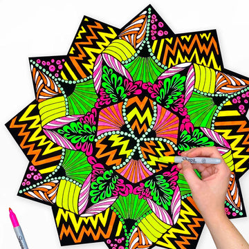 Zig Zag Fuzzy Velvet Coloring Mandala - Beautiful Arts and Crafts Coloring Project for Kids, Teens, Adults, and Anyone Who Loves