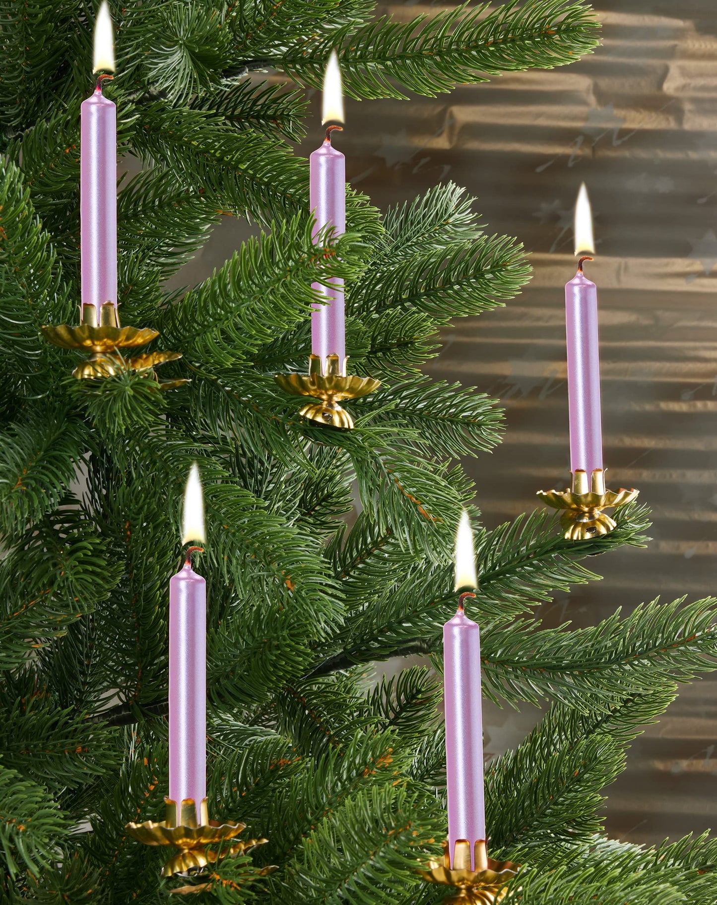 BRUBAKER Tree Candles - Pack of 20 - Purple - 3 x  Inches - Made in Europe - Christmas Wax Candles for Pyramids, Carousels & Chi