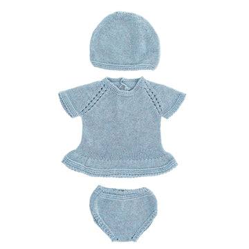 Miniland Clothes for Dolls 15 3/4'' Knitted Outfit Dress & Hat - ECO, Made in Spain, Quality, Role Play, Educational