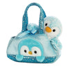 Aurora® Pompom Penguin™ Stuffed Animal - Blue, 7 Inches, Satin, Model 32834 - Fashionable On-The-Go Companion