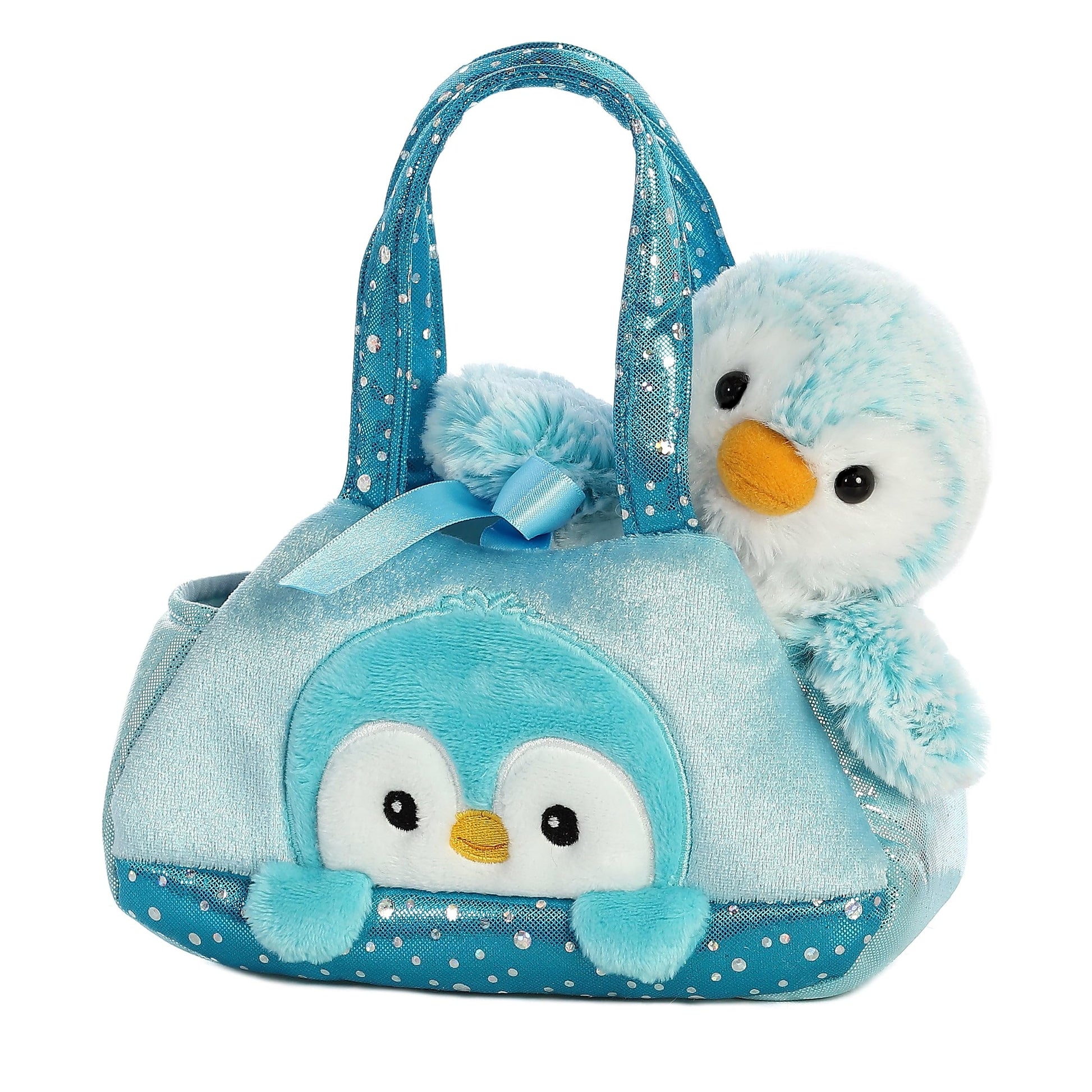 Aurora® Fashionable Fancy Pals™ Pompom Penguin™ Stuffed Animal - On-The-Go Companions - Stylish Accessories - Blue 7 Inches