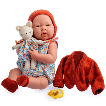 JC Toys Nature Collection 15" Anatomically Correct Vinyl Girl Baby Doll - Model 18066, Made in Spain