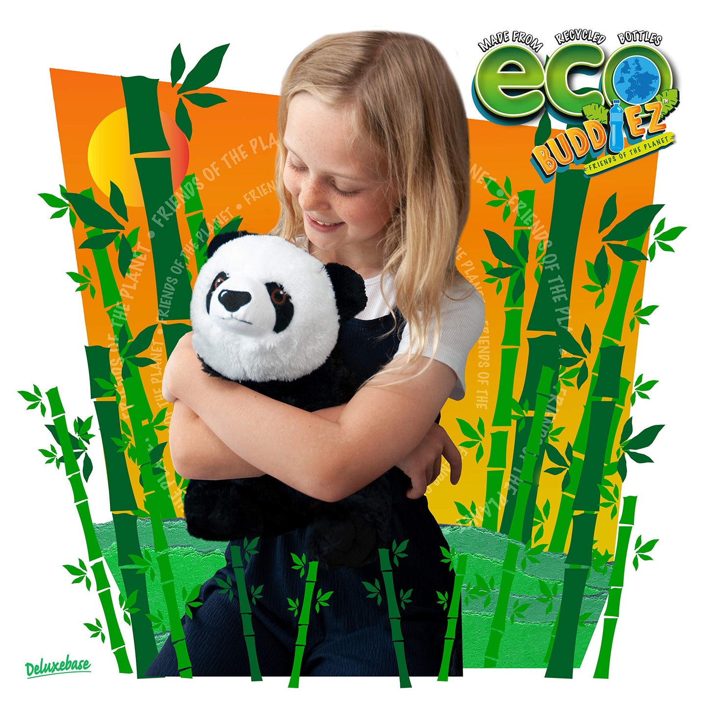 Ecobuddiez - Panda From Deluxebase. 12 Inch Panda Plush Toy. Eco Friendly Child Safe Panda Stuffed Animal Made From Recycled Plastic Bottles.