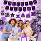Purple 18Th Birthday Decorations For Girls Boys Purple Black 18Th Birthday Banner Hanging Swirls 18Th Birthday Balloons Happy 18Th Birthday Cake Topper For Purple Cheer To 18 Years Party Supplies