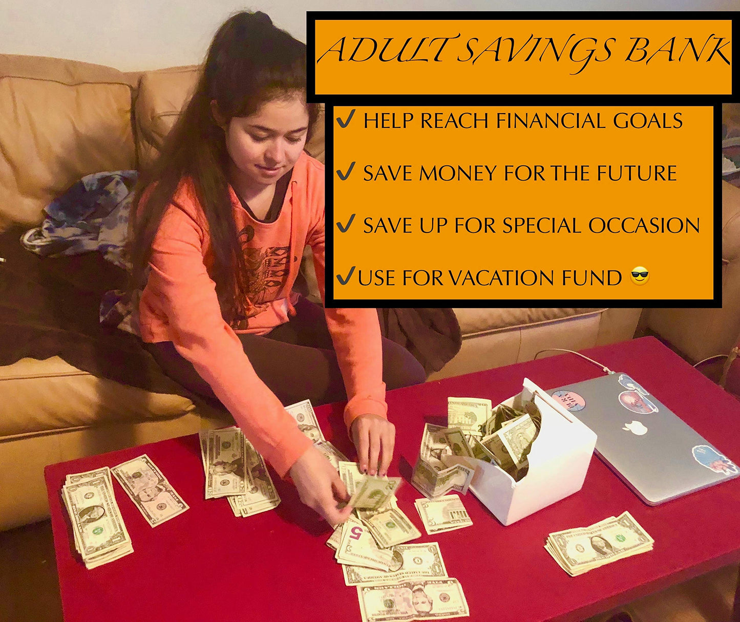 Piggy Bank For Adults - Must Break To Access Money | Ceramic Savings Bank To Help Budget And Save For Vacation Wedding Or Childs College Fund | Money Saver Box With One Small Opening | Birthday Gift