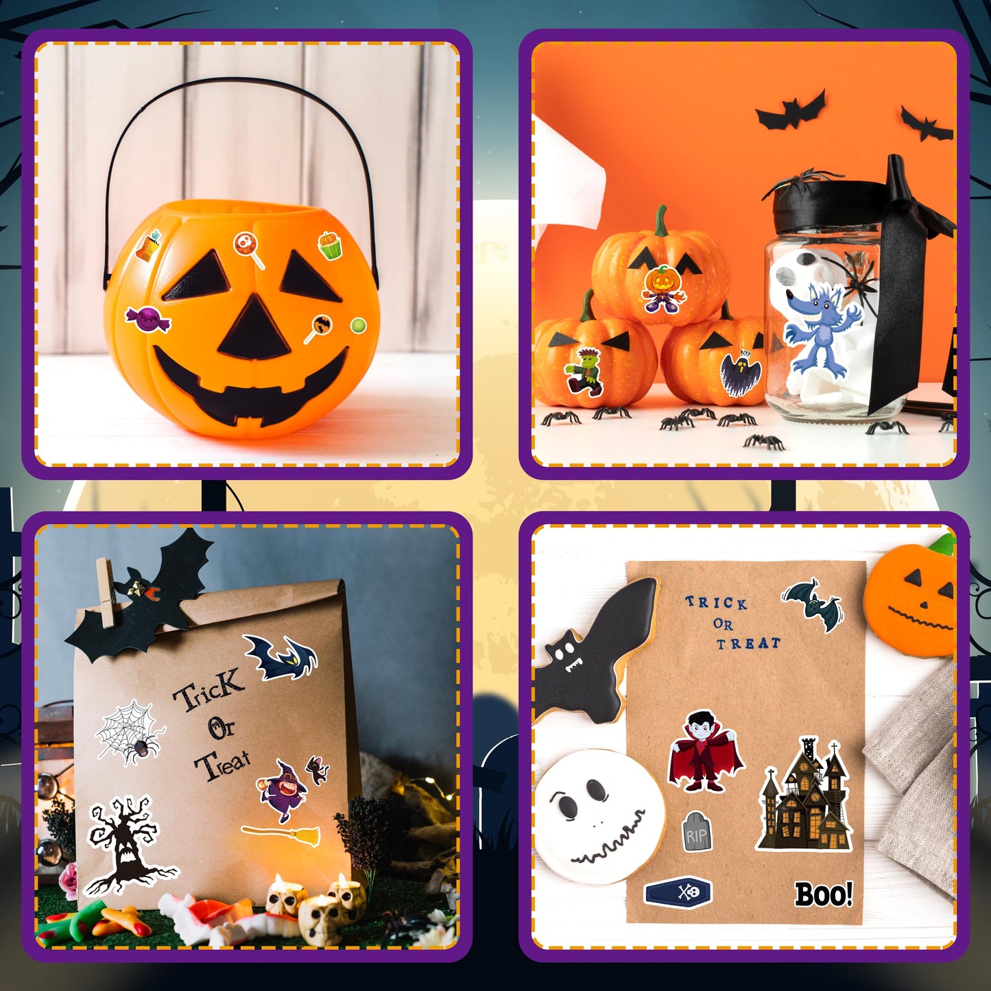 Linaye 24 Sheets Halloween Stickers For Kids, 1260Pcs Adhesive Halloween Stickers, Halloween Stickers Bulk For Kids Cute Small S