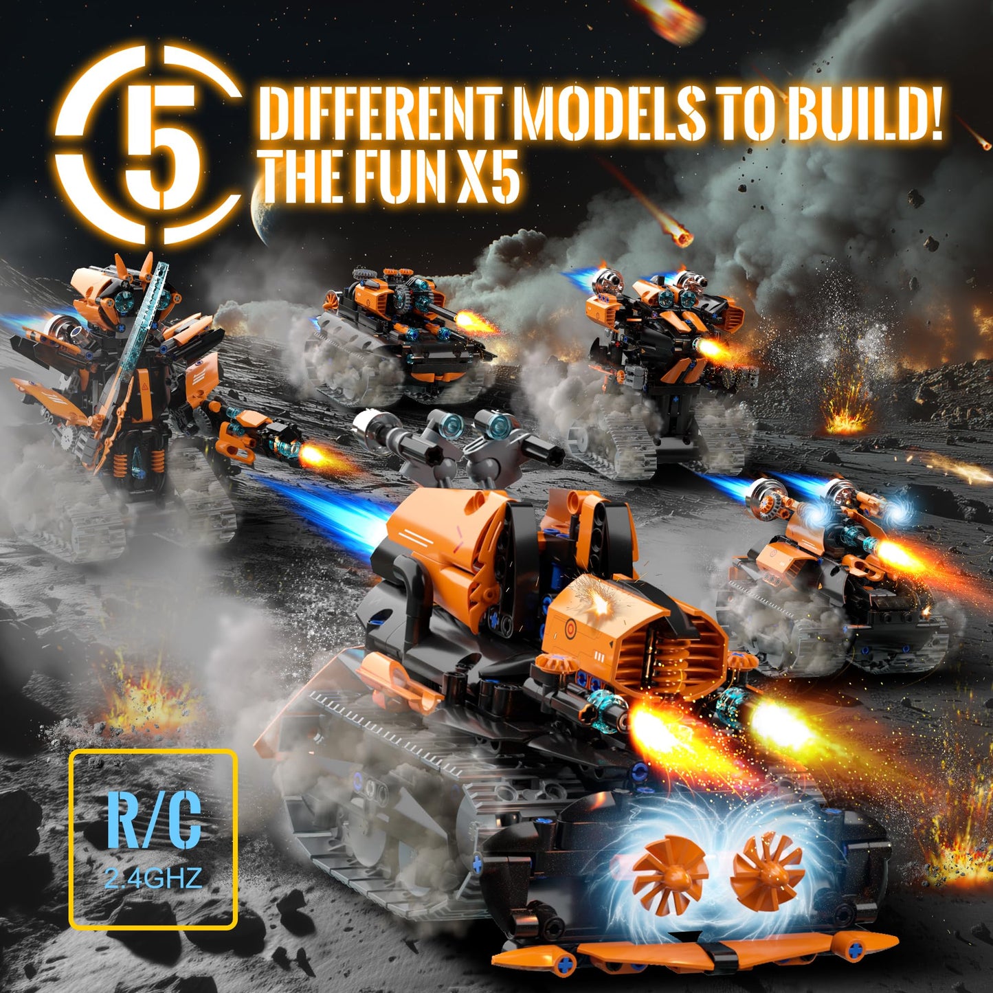 Tobsabpx Stem Building Toys For Kids 6-14, 5In1 Stem Robot Building Kit For Kid, Remote & App Controlled Tank Bulldozer Robot Bu