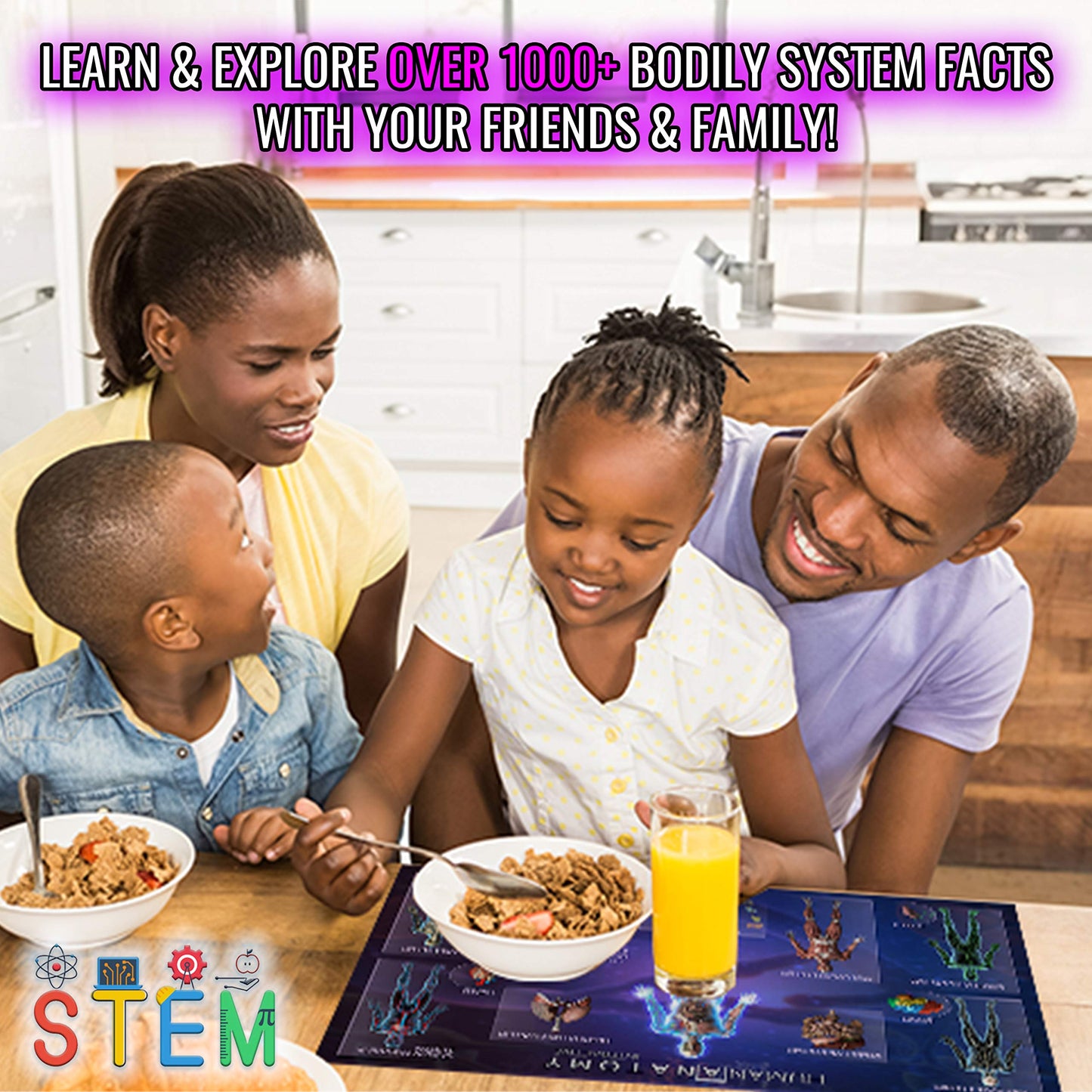 Educational Placemats - Human Anatomy With 4D Interactive App - 4 Pack (Small)