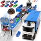 Carrier Truck Race Track Toddlers Toys, Foldable 3 Layer Car Race Track Playset, Toy Truck Transport Car Carrier & 8 Race Cars,