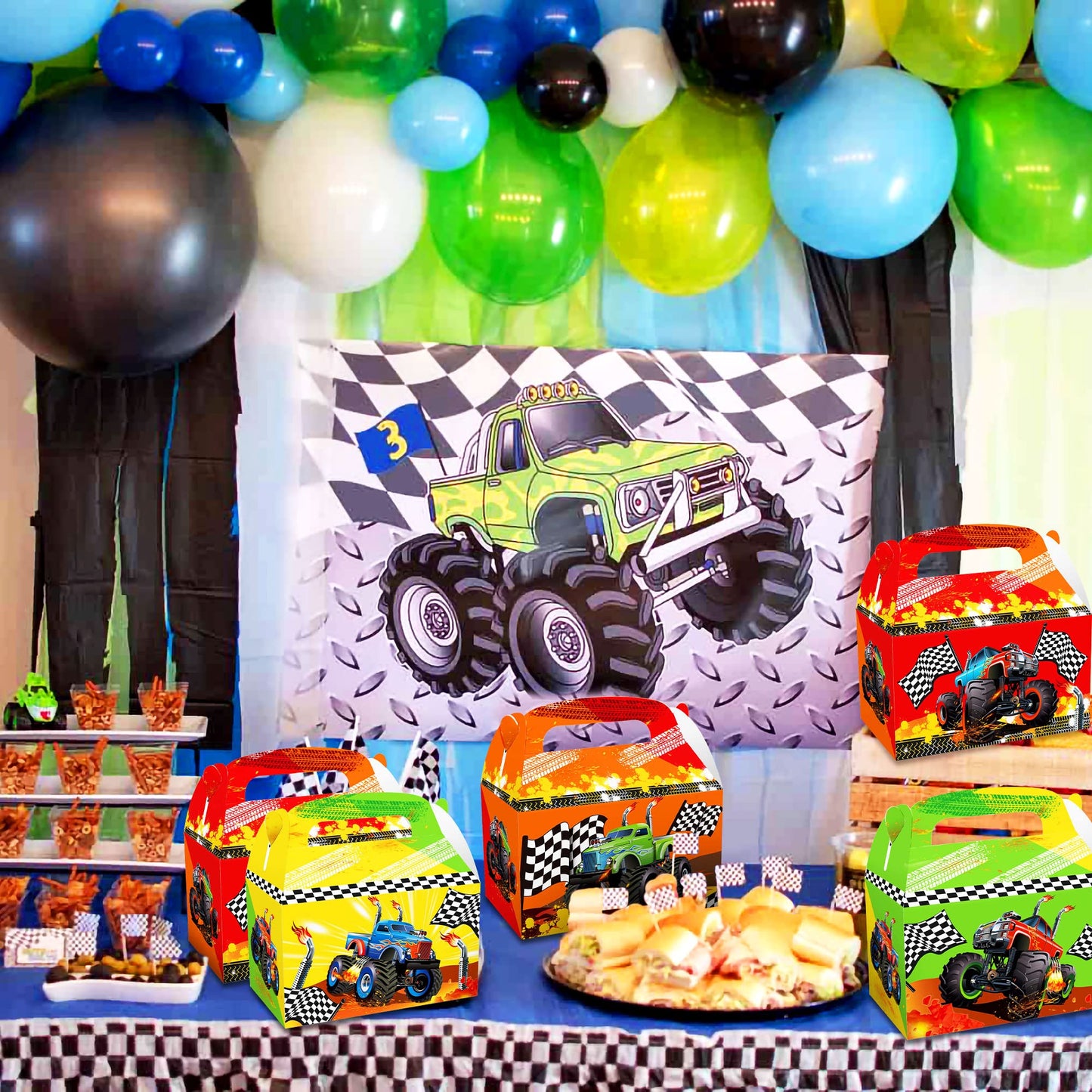 Roaring Good Time 12 PCS Monster Trucks Party Favor Boxes Monster Trucks Party Supplies Monster Trucks Party Favors Monster Truc
