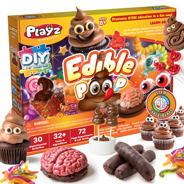 Playz Edible Poo Chocolate & Candy Making Science Kit For Kids Ages 8-12 Years Old - Food Science Chemistry Kid Science Kit With