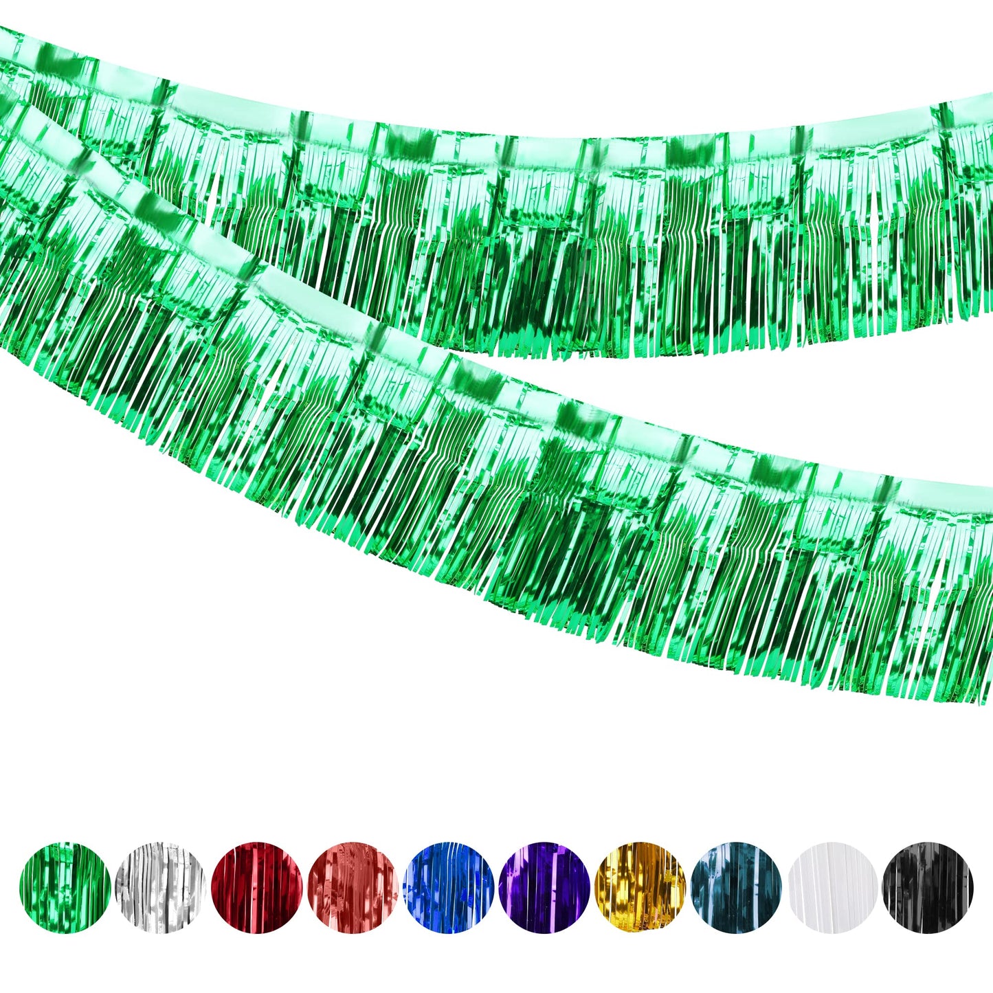 2 Pack Iridescent Float Fringe Curtains, Metallic Streamers Foil Fringe Garland Shiny Tassel Foil Parade Float Decorations for T