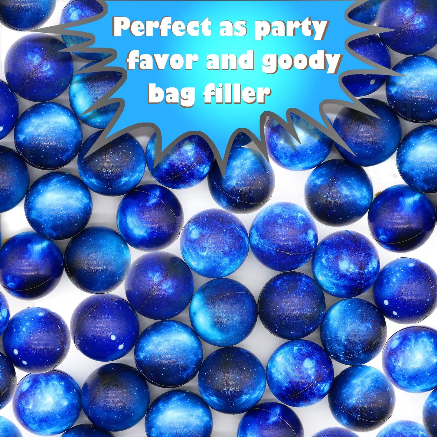 60 Pack Galaxy Stress Balls Bulk for Kids Adults 2.5 Inch Space Squeeze Anxiety Fidget Sensory Balls Children Outer Space Relief
