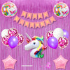 Unicorn Theme Happy Birthday Banner Decoration Kit Light Pink For Baby Boys Girls Kids 5 Pc Unicorn Theme 10 Pc Purple Confetti 