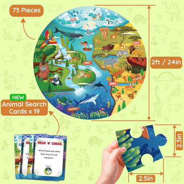 Jumbo 70 Piece Round Floor Puzzles For Kids Ages 3-5, 6-8, Large Jigsaw Puzzle With Solar System And Planets, Educational Flash