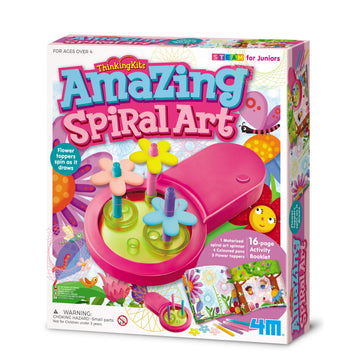 4M Toysmith, Thinking Kits Amazing Spiral Art From Steam For Juniors, Flower Toppers Spin As The Motorized Art Spinner Draws 16-
