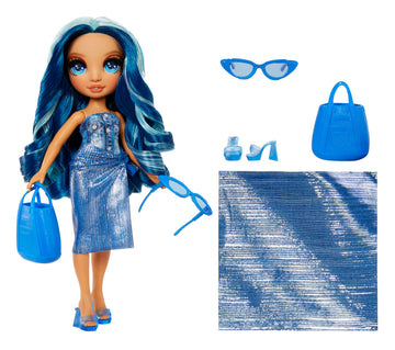 Rainbow High Swim & Style Skyler, Blue 11' Fashion Doll With Shimmery Wrap To Style 10+ Ways, Removable Swimsuit, Sandals, Fun Play Accessories, Great Toy Gift For Girls Kids Ages 4-12 Years