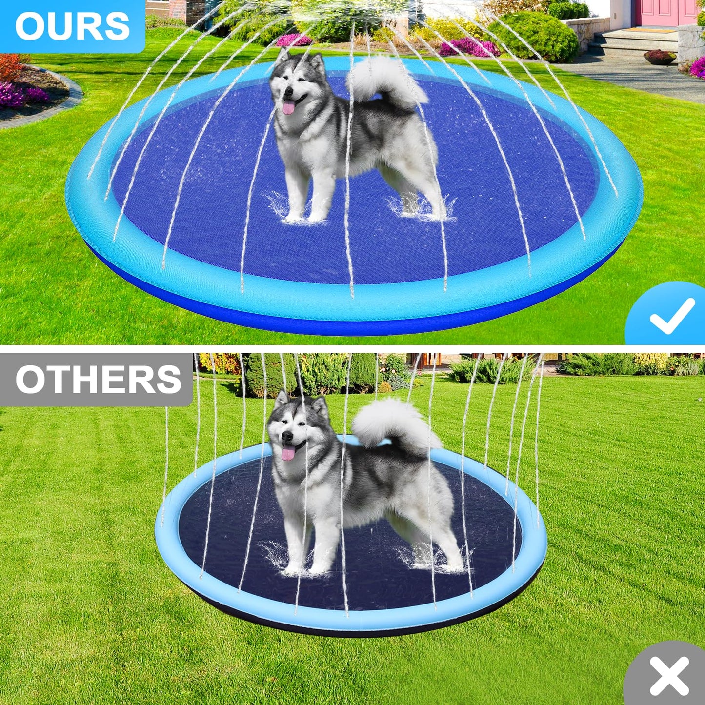 118'' Extra Large Splash Pad for Kids and Dogs, 9.83FT Giant Non-Slip Thickened Sprinkler Pad Pool, Summer Outdoor Water Toys fo
