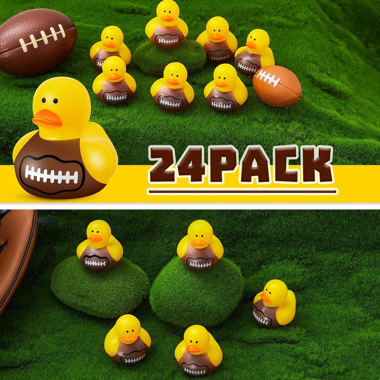 24 Pcs Football Rubber Ducks Floating Bath Toy Football Shower Toy Sports Themed Mini Ducks For Bathtub Party Birthday Decoration