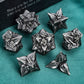 Aruohha Dnd Metal Dice Set Leaf Design Polyhedral Dice With Box, 7Pcs D And D Dice Rpg Role Playing Games D20 D12 D10 D8 D6