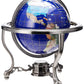 Unique Art 13-Inch Tall Table Top Blue Lapis Ocean Gemstone World Globe With Silver Tripod Stand