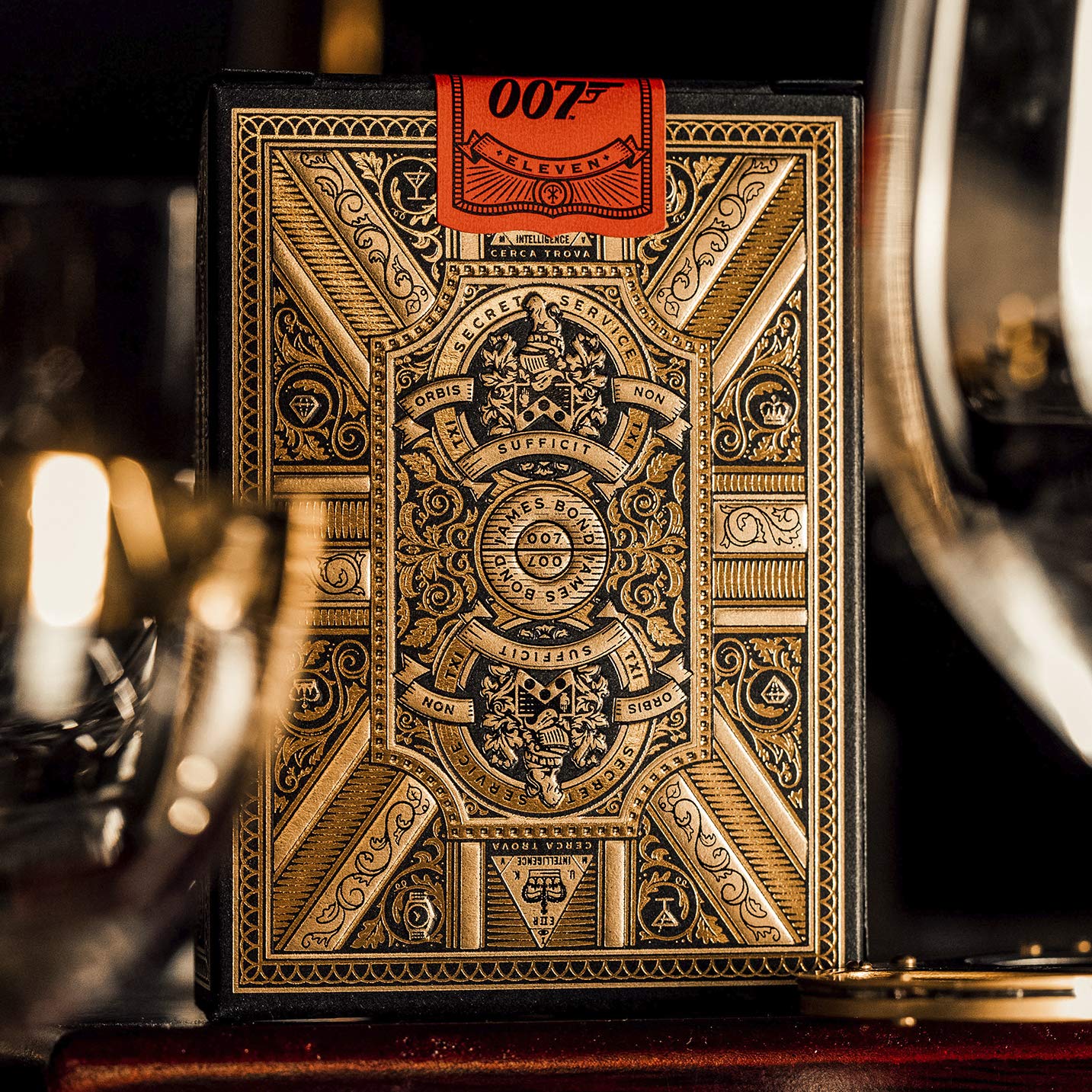 theory11 James Bond 007 Playing Cards - Gold Foil, FSC-Certified, 3.5"x2.65", Brown/Gold, Model INT55725