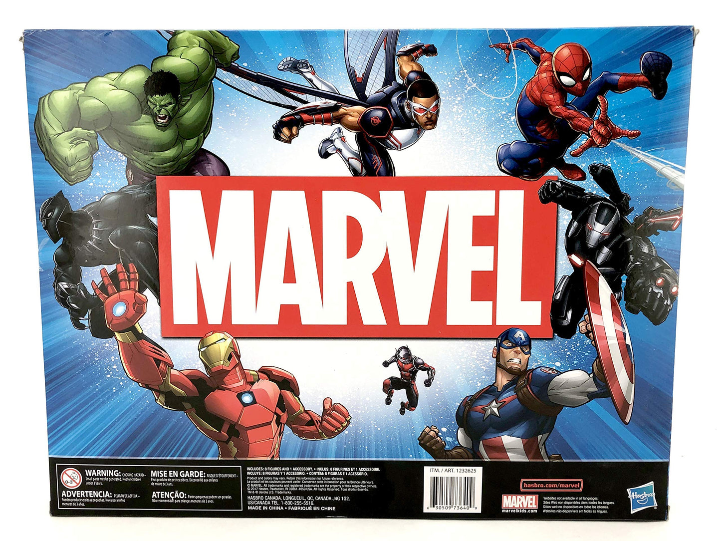 Hasbro Marvel Avengers Action Figures Set - 8 Piece Plastic Collection, Includes Iron Man, Hulk, Captain America & More, Black