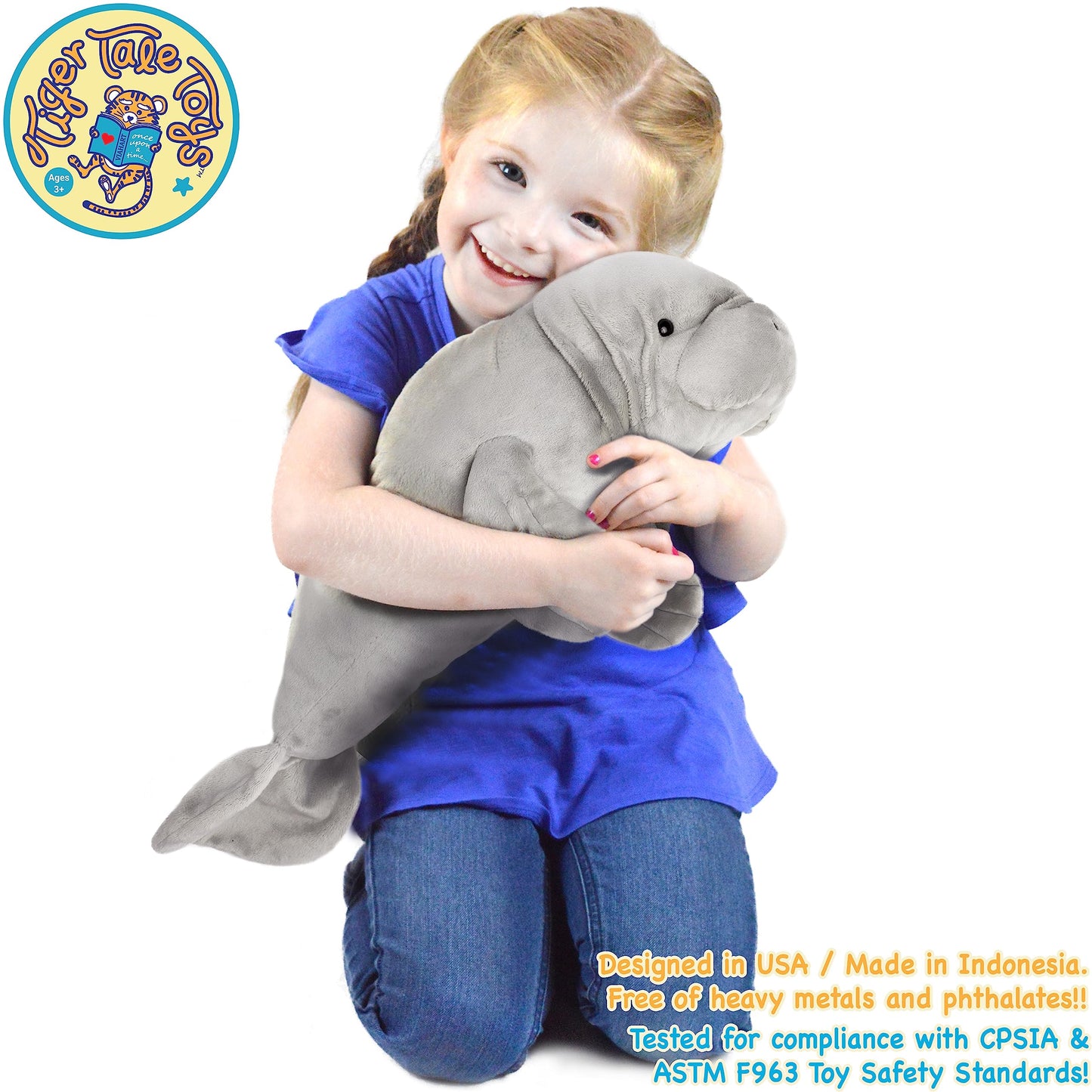 TigerHart 21 Inch Stuffed Animal Plush Manatee - Multicolor, Soft Polyester, Model 00760625606987