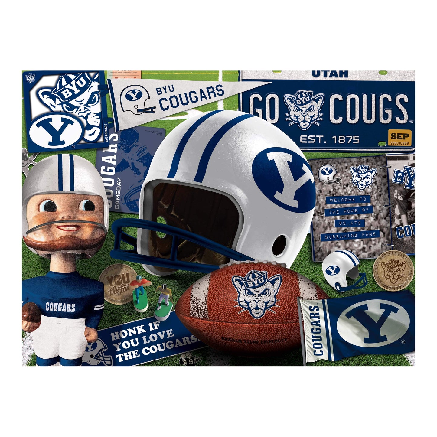 Youthefan Ncaa Byu Cougars Retro Series Puzzle - 500 Pieces, Team Colors, Large