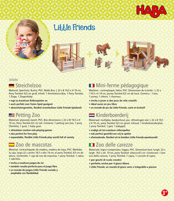 Haba Little Friends Petting Zoo - Wooden Stable With 3 Exclusive Farm Animal Figures