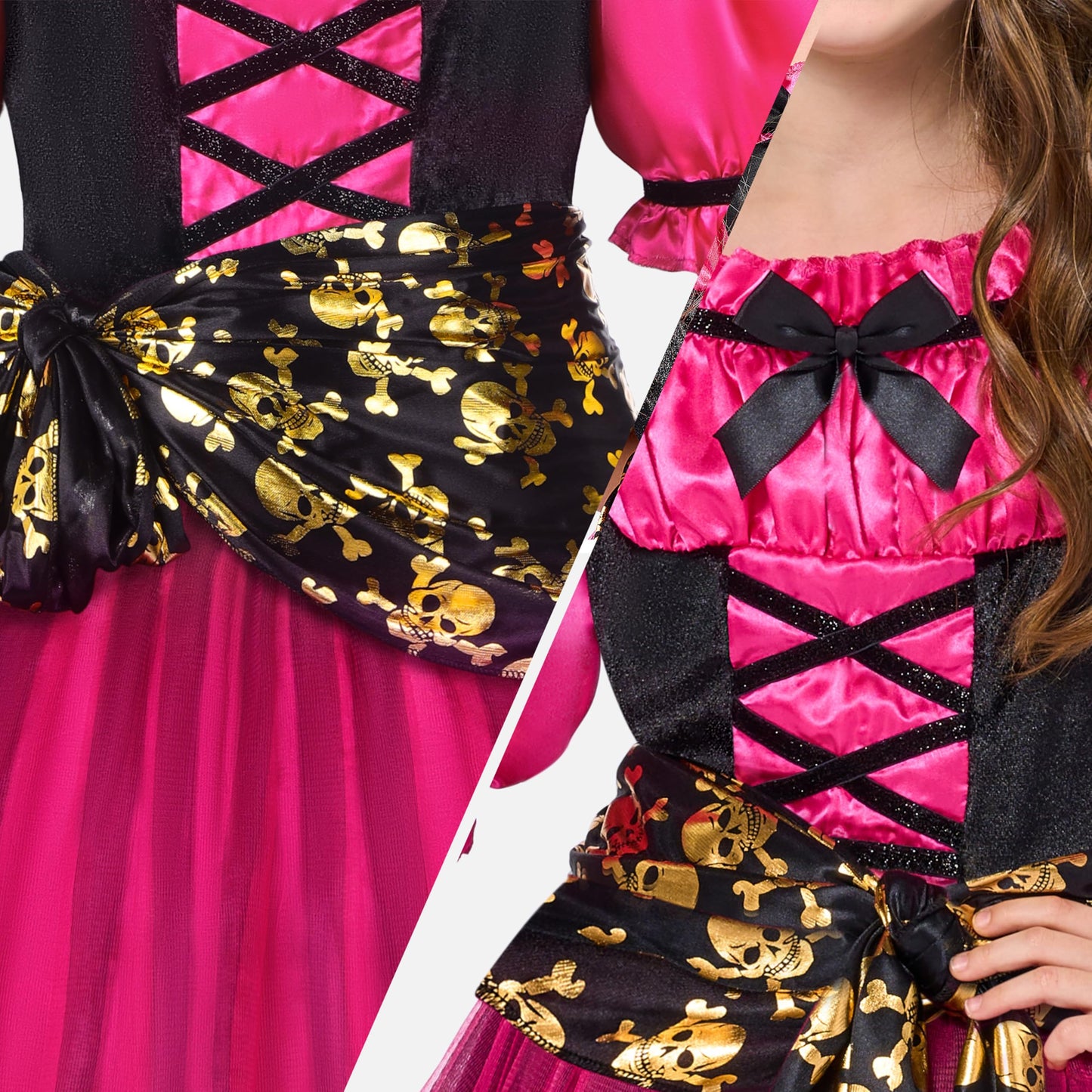 Spooktacular Creations Halloween Costumes for Girls  Kids Pirate Costume  Magenta Pirate Dress for Toddler Girls Halloween Pirate Princess Role Play Parties(Small(5-7 yrs))