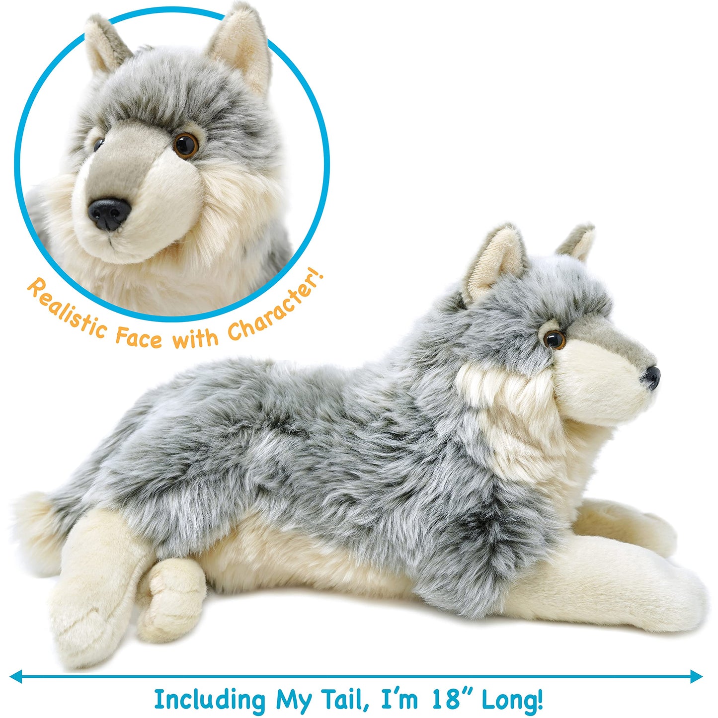 TigerHart 14 Inch Plush Dog - Whitaker The Wolf, White Polyester Stuffed Animal, Model 850000897878