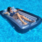 Galvanox Inflatable Tanning Pool Lounger With Pillow | Large Blow Up Floating Bed Raft 70'X49' (Navy Blue)