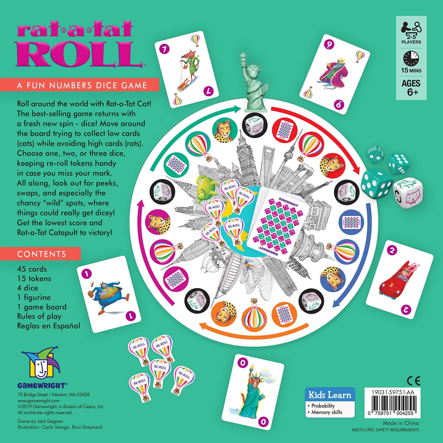 Gamewright Rat-A-Tat Roll Game | Multicolor Paper Board Game | Model 425