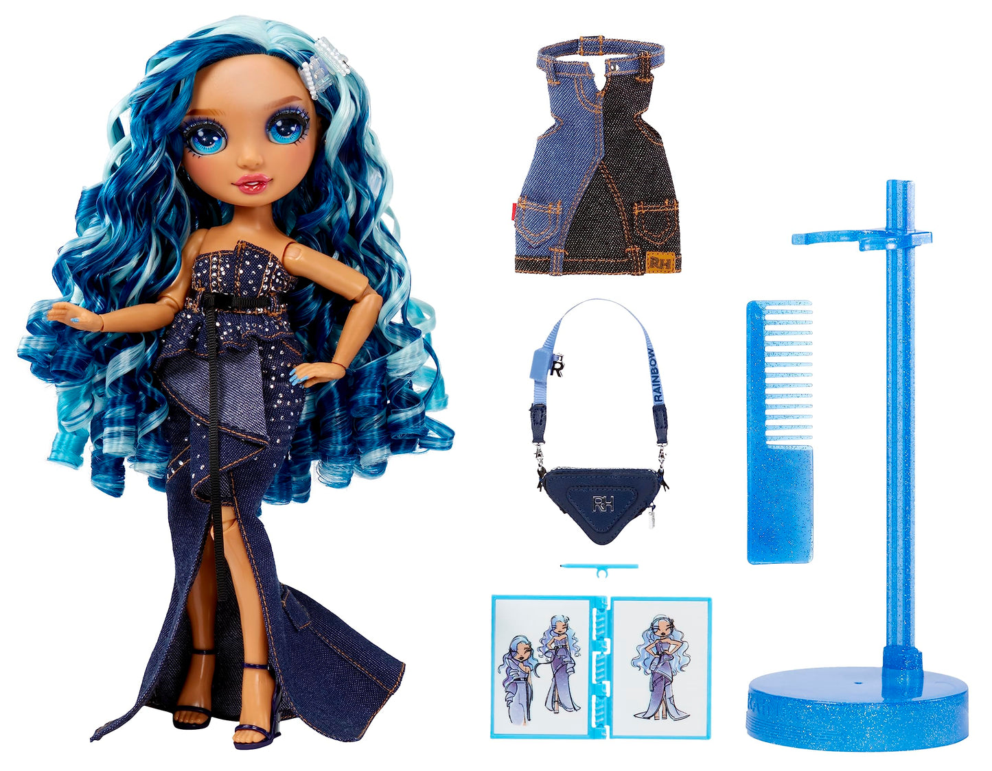 Rainbow High Fashion Doll - Skyler Bradshaw, 11” Blue Doll with 2 Outfits & Accessories, Model 587378EUC, Gift for Kids 4-12 Years Old