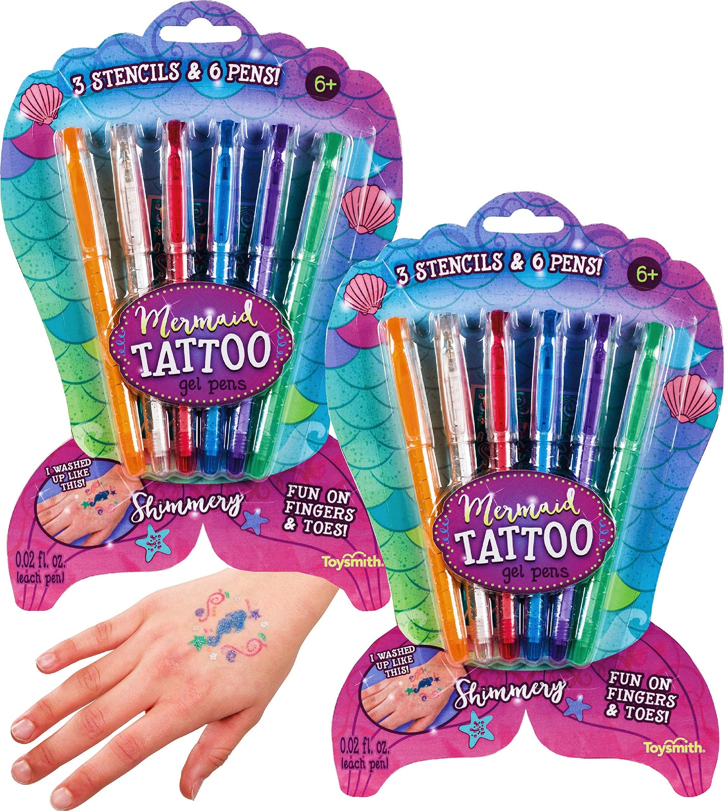 Toysmith Mermaid Tattoo Gel Pens with Stencils Bundle  2 Pack