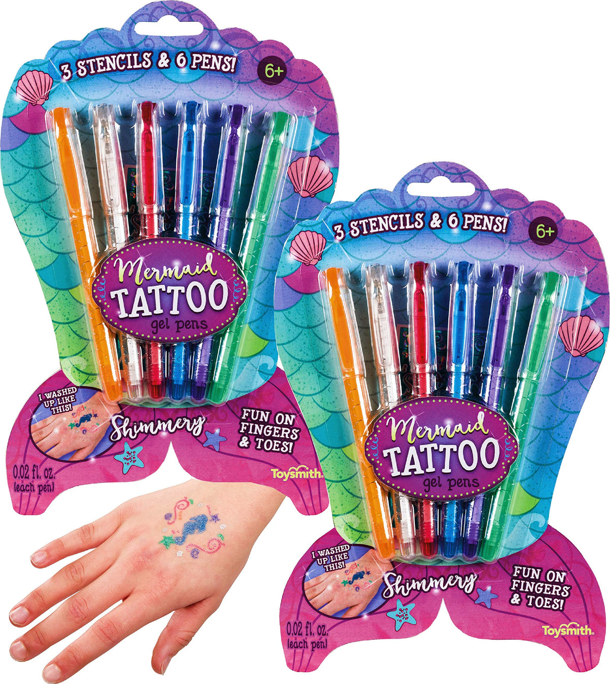Toysmith Mermaid Tattoo Gel Pens with Stencils Bundle  2 Pack